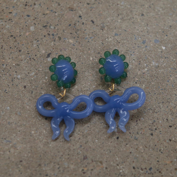 LEVENS 25 Autumn/Winter XL Bow Earrings LVS-AW25BWE-BL/GRN-BLUE/GREEN